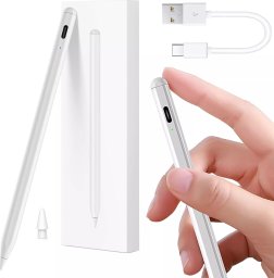 Rysik do Apple iPad Alogy Pencil z funkcją Palm Rejection Tilt Magnetyczny USB-C + zapasowa końcówka Biały