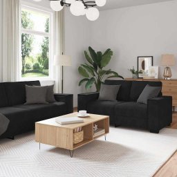 vidaXL vidaXL 3-częściowy komplet wypoczynkowy, obity aksamitem, czarna