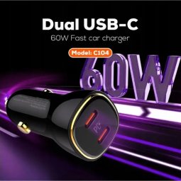 Ładowarka samochodowa 60W Type C | Bezpieczne zakupy! Szybka wysyłka! oryginalne, zaplombowane pudełko!