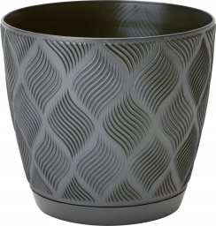 Doniczka antracyt Eco 17,2x19cm klasyczna plastikowa z podstawką Flow Petit
