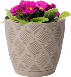 Osłonka beżowa eco 24,5x26cm klasyczna plastikowa doniczka z podstawką