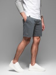 Dresowe krótkie spodenki męskie RELAXED FIT w stylu athleisure grafitowe V3 OM-SRWS-0122 XXL