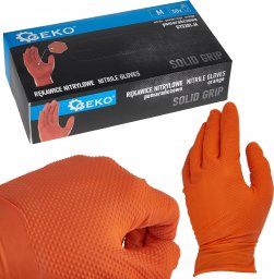 Rękawice nitrylowe SOLID GRIP 50szt. r. M pomarańczowe (10)