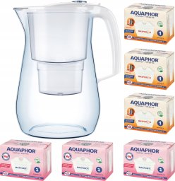 Dzbanek filtrujący Aquaphor Onyx 4,2 l + 6 wkładów (3Mg +3H), biały