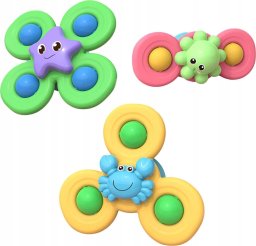 Fidget Spinner z przyssawką , Sensoryczna zabawka do Kąpieli - Zwierzęta Oceanu 3 sztuki