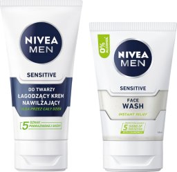 NIVEA MEN SENSITIVE Żel do mycia twarzy 100ml + Krem łagodzący 75ml