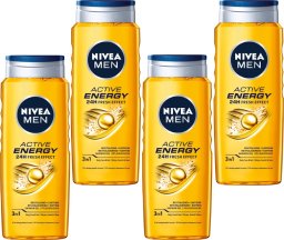 NIVEA MEN ACTIVE ENERGY 3w1 Żel pod prysznic energetyzujący męski 500ml x4