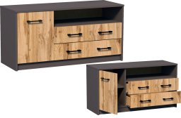 Meble-Bestseller Komoda RTV K027 Grafit-Wotan 55x110x41 cm