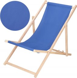 Leżak ogrodowy, drewniany z 3-stopniową regulacją, plażowy, balkonowy, niebieski UNIWERSALNY