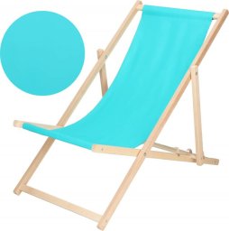 Leżak ogrodowy, drewniany z 3-stopniową regulacją, plażowy, balkonowy, turkusowy UNIWERSALNY