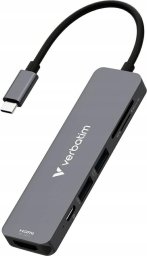 HUB USB Verbatim Adapter Hub Verbatim USB-C/HDMI/USB-A 3.2/USB-A 2.0/SD/microSD aluminiowy 32156