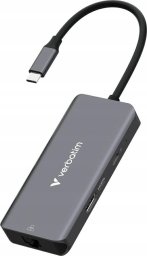 HUB USB Verbatim Adapter Hub Verbatim USB-C/HDMI/3xUSB-A 3.2/RJ45 aluminiowy 32157