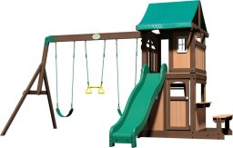 Drewniany Plac Zabaw Lakewood Huśtawki Zjeżdżalnia Domek Backyard