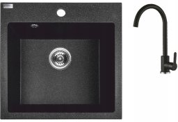 Zlewozmywak Laveo AQ.901-1001503 / AQUAFORM / MARANELLO SET / ZLEW GRANIT CZARNY 49X49CM , 1K , BATERIA , SYFON /