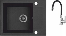 Zlewozmywak Laveo AQ.901-1011506 / AQUAFORM / MARANELLO ELASTICO / ZLEW GRANIT CZARNY ,44X57CM , 1K+1/2 OC , BATERIA ELASTYCZNA , SYFON /