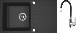 Zlewozmywak Laveo AQ.901-1019505 / AQUAFORM / MARANELLO ELASTICO / ZLEW GRANIT CZARNY MONO 44X76CM , 1K+OC , BATERIA ELASTYCZNA , SYFON /