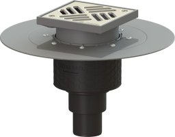 Kessel Wpust Ecoguss* DN 50, odpł. pion., z kratką nierdz. 138x138, z kołnierzem klejonym