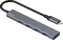 USB-C šakotuvas DELTACO, 5 Gbps, 4x USB-A lizdas, aliuminis, pilkas / USBC-HUB206 / 1903173