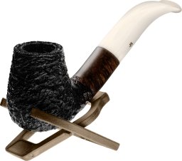 Fajka BRÓG 111 WALRUS TUSK BRIAR Wrzosiec w kolorze czarnym ryflowana z stojakiem