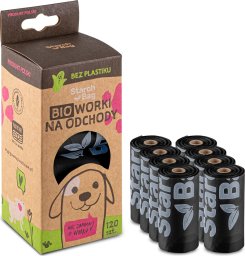 STARCHBAG Kompostowalne BIOworki na odchody 8 rolek x 15szt, kol. czarny