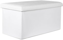 Pufa składana XXL z guzikami - 80x40x40cm ekoskóra biała