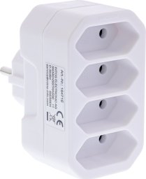 InLine® Steckdosenadapter, Schutzkontakt Stecker an 4x Eurobuchse, weiß