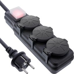 InLine® Outdoor-Steckdosenleiste, 3-fach Schutzkontakt, IP44, mit Schalter, 5m