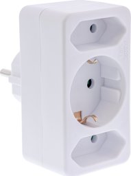 InLine® Steckdosenadapter, Schutzkontakt Stecker an 2x Euro + 1x SK, weiß