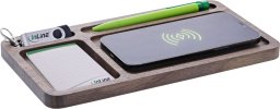 InLine® WoodCharge – Organizer mit integrierter Qi-Ladefläche aus Walnuß-Holz