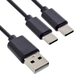 Kabel USB Vision USB-A - 2x USB-C 0.5 m Czarny