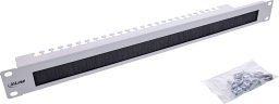 InLine® 19" Kabel Durchführungsplatte mit Bürste und Kabelleiste, 1HE, RAL 7035