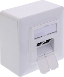 InLine InLine® Cat.6A Anschlussdose, 2x RJ45 Buchse, RAL9010, weiß