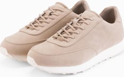 Sportowe męskie buty sneakersy z ekoskóry o zamszowym wykończeniu  piaskowe V4 OM-FOCS-0161 41