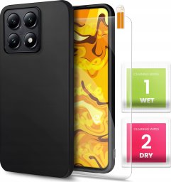 ETUI DO XIAOMI 14T GUMOWE OBUDOWA CZARNE MATOWE SILIKON POKROWIEC   SZKŁO