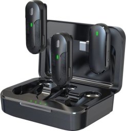 Mikrofon Devia mikrofon do telefonu Kintone USB-C bezprzewodowy podwójny krawatowy czarny