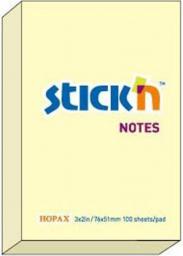  Stickn Notes samoprzylepny żółty pastelowy 76x51mm (205549)
