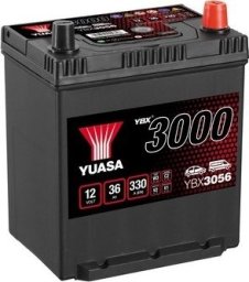 Akumulator YUASA 12V 36Ah/330A YBX3000 SMF (P+ standardowy) 187x135x227 B00 (rozruchowy)