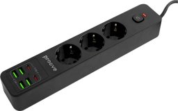 Proove Power Strip 2m 3000W Power Socket P-03 (3xAC + 4xUSB + 2xType-C) black