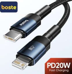 Boste Beauty Armor Series Fast Charging Data Cable USB-C to iP 20W 1m Blue