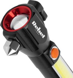 Latarka Taktyczna LED Mocna ZOOM USB 200m młotek nóż magnes Rebel