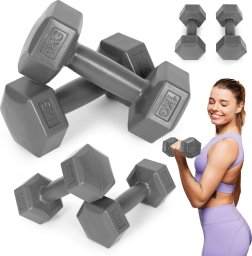 Hantle sześciokątne zestaw 2x1 kg ciężarki do ćwiczeń obciążniki fitness szare ModernHome