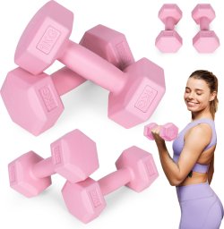 Hantle sześciokątne zestaw 2x1 kg ciężarki do ćwiczeń obciążniki fitness różowe ModernHome