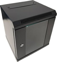 Szafa wisząca RACK 10'', 6U, 300mm, Netrack S-Line, czarna, drzwi szklane