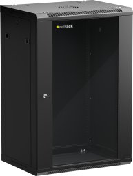 Szafa wisząca RACK 19" 18U, 450mm, Netrack F-Line, czarna, drzwi szklane, otwierane boki