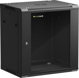 Szafa wisząca RACK 19" 12U, 450mm, Netrack F-Line, czarna, drzwi szklane, otwierane boki