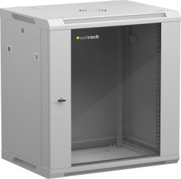 Szafa wisząca RACK 19" 12U, 450mm, Netrack F-Line, szara, drzwi szklane, otwierane boki
