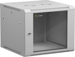 Szafa wisząca RACK 19" 9U, 600mm, Netrack F-Line, szara, drzwi szklane, otwierane boki