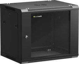 Szafa wisząca RACK 19" 9U, 450mm, Netrack F-Line, czarna drzwi szklane, otwierane boki