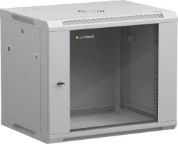 Szafa wisząca RACK 19" 9U, 450mm, Netrack F-Line, szara, drzwi szklane, otwierane boki