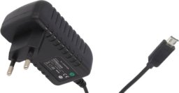 Zasilacz impulsowy 5V/2A/10W czarny, adapter horyzontalny, gniazdo AC:CEE7/16. wtyk DC: micro USB